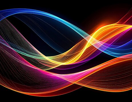 Abstract vibrant waves in glowing colors