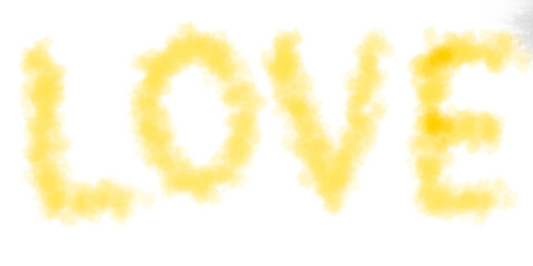 Hand made Love text with a soft blurred effect a romantic concept for Valentines Day or wedding designs isolated on white