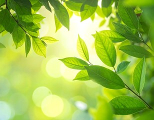 Obraz premium Lush green leaves in sunlight