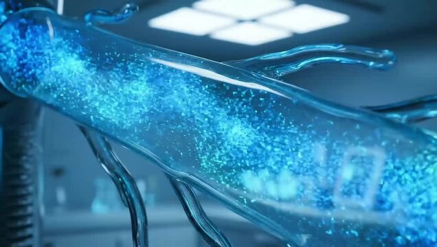 Laboratory View of Blue Liquid in Tube