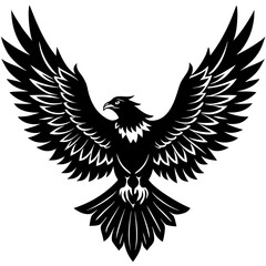 Soaring Eagle Silhouettes in Dynamic Flight Against White Background