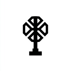 Obraz premium Black geometric symbol on white background, abstract design