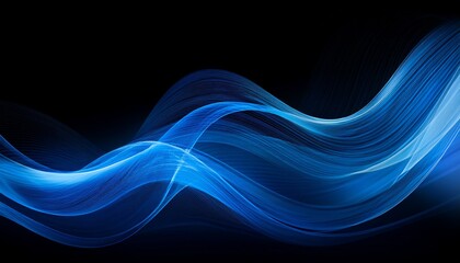 Flowing Blue Waves On A Black Background Creating A Dynamic Effect
