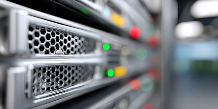 data center photography, high-quality tech photos capture server rack components for emotion data storage with clear focus on drives, processing units, and surrounding hardware