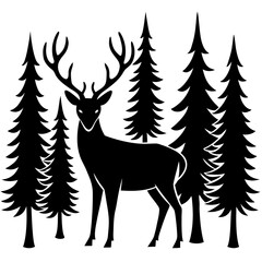 Elegant Deer Silhouette Vector Art