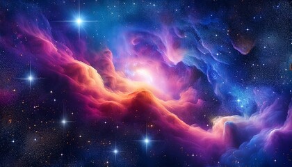 Vibrant Cosmic Nebula Galaxy Background Deep Space With Stars And Glowing Clouds High Resolution Astronomical Digital Art