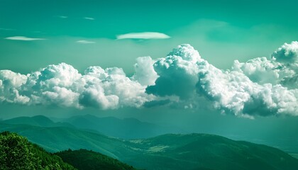 Dreamy Green Sky With Soft Cloud Formations