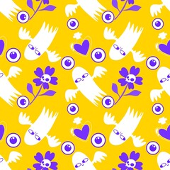 Halloween ghost seamless cute cartoon pattern for wrapping paper and fabrics and kids clothes print and packaging