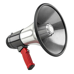 Modern Megaphone with Red Handle on transparent background Black Background