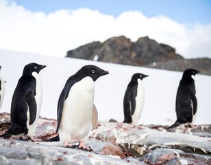 Obraz premium Adelie Penguins on Antarctic Ice