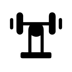 Black 3D vector illustration of dumbbell equipment icon object silhouette on white background symbol concept