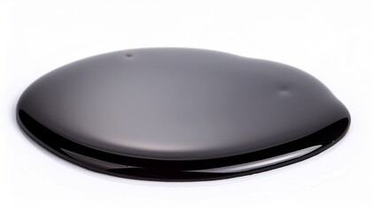 Black Glossy Liquid Puddle On White Background