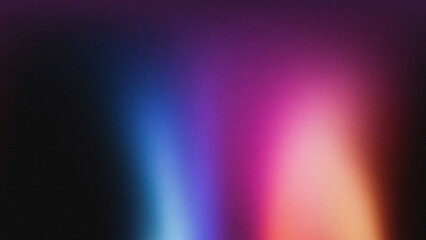 Colorful grainy background with a gradient of black, blue, purple, pink, and orange, creating a vibrant and textured effect for creative projects