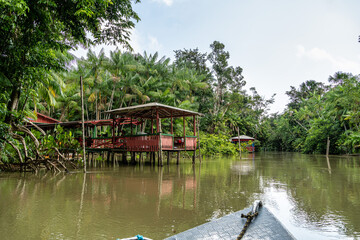 Obraz premium River boat tour on the Guama River at Belem do Para, a city on the north area of Brazil.