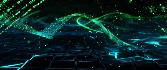 Abstract Digital Binary Code Tunnel and Data Stream Background. Representing data transfer, cybersecurity, hacking, big data, and the digital age. - Powered by Adobe