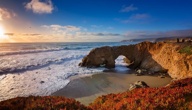 The Sea Arch At Pescadero State Beach San Mateo County California Usa
