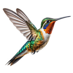 Obraz premium A detailed portrait of a hummingbird in flight, with vibrant colorful plumage