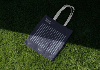 Lying on Grass Canvas Bag Mockup