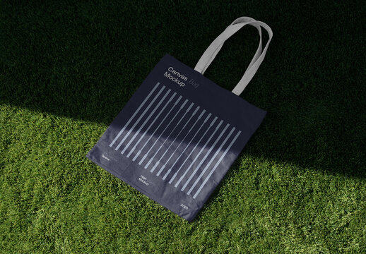 Lying on Grass Canvas Bag Mockup