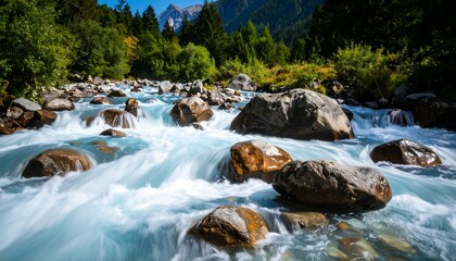 Mountain stream cascading over rocks (1)