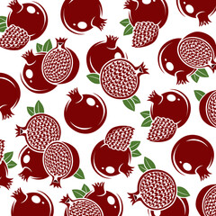 Pomegranate pattern background set. Collection icon pomegranate. Vector