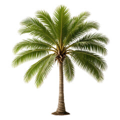 Obraz premium Lush green palm tree on a dark background, isolated