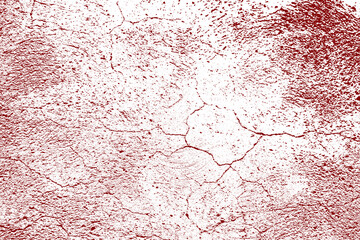 Red and white abstract background with circles and cracks. Red grunge background. Background with dots, particles and cracks. Textured illustration and outdoor wall and construction.