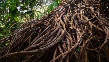 Twisted Jungle Vines Tropical Rainforest Liana Plant Messy Dried Vines Of Cowslip Creeper Telosma Cordata Medicinal Plant