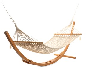 Wooden hammock on white background