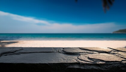 Black Rock Table On The Beach