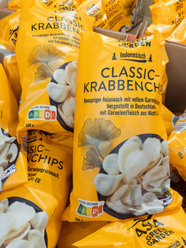 Classic Krabbenchips Snacks from Germany in Yellow Packaging