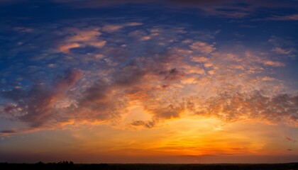 Fototapeta premium Panoramic Beautiful Sunset Sky Cloud In Twilight Nature Background