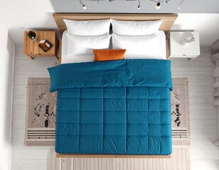 Bedroom interior, overhead view