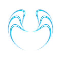 Blue glowing layered arc shapes on transparent background
