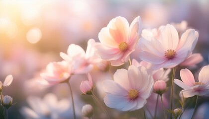 Fototapeta premium Delicate Pastel Toned Flowers In Soft Focus With A Light Airy Feel
