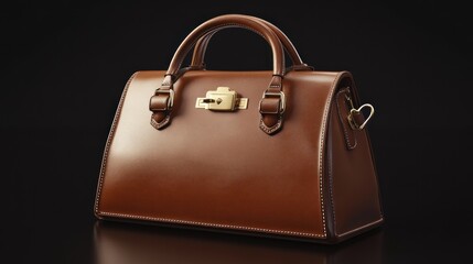 Brown leather handbag,  studio shot