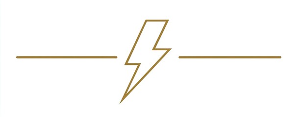 Gold-toned lightning bolt graphic with horizontal lines