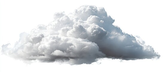 Fluffy, white cumulus cloud against a white background
