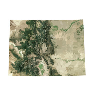 Colorado Map Vector &ndash; Realistic Landsat Satellite Style Illustration