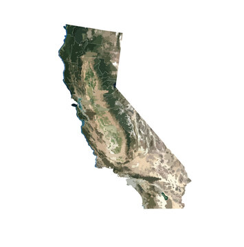 California Map Vector &ndash; Realistic Landsat Satellite Style Illustration