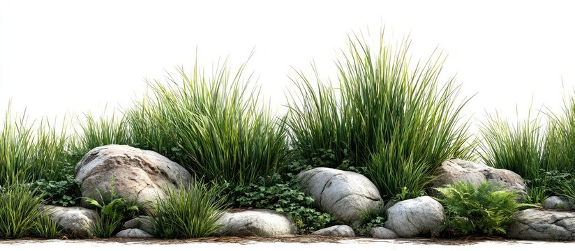 Landscape border with varied grasses and stones