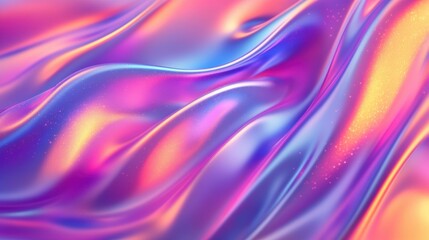 Obraz premium Abstract Colorful Wave Background with Smooth Shimmering Fabric Texture in Vibrant Pink, Blue, and Orange Hues for Creative Design Projects