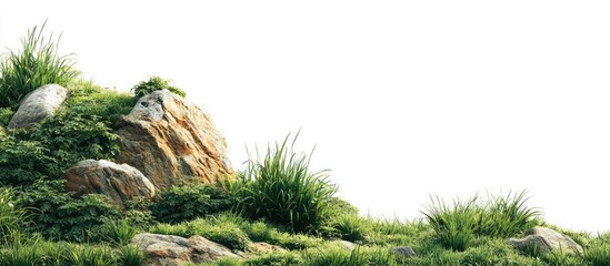Fototapeta premium Lush greenery and rocks on a hillside (1)