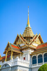 Fototapeta premium The Grand Palace was built same time as Bangkok. royal residences include Dusit Maha Prasat Throne Hall, Aphorn Phimok Prasat Throne Hall, Phiman Rattaya Throne Hall, Chakri Maha Prasat Throne Hall.