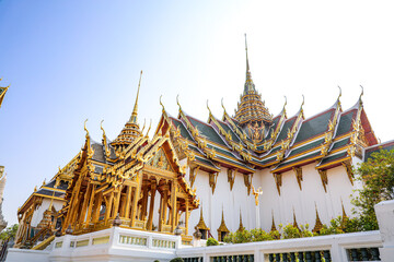 Fototapeta premium The Grand Palace was built same time as Bangkok. royal residences include Dusit Maha Prasat Throne Hall, Aphorn Phimok Prasat Throne Hall, Phiman Rattaya Throne Hall, Chakri Maha Prasat Throne Hall.
