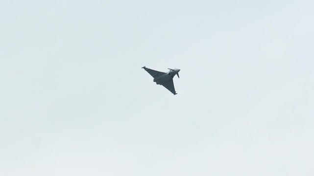 Eurofighter Typhoon displays impressive agility in the cloudy skies