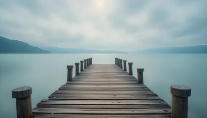 Fototapeta premium Peaceful dock with blurred dreamy background.