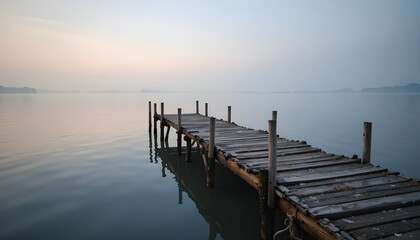 Fototapeta premium Old dock surrounded by calm soft waters