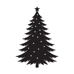 Christmas Tree Silhouette Isolated on White