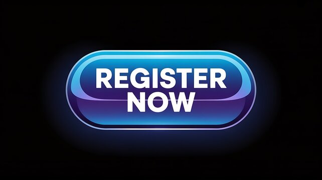 Glowing "Register Now" Button on Black Background